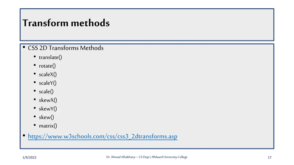 transform methods