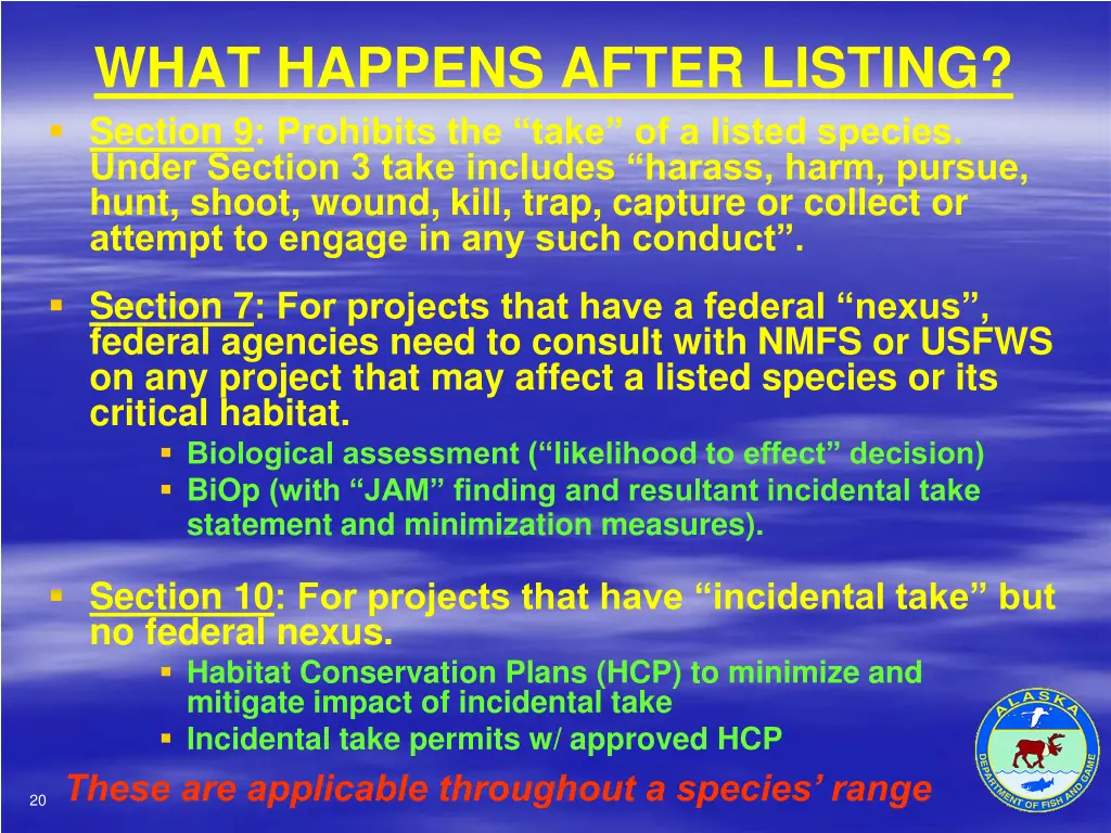 what happens after listing section 9 prohibits