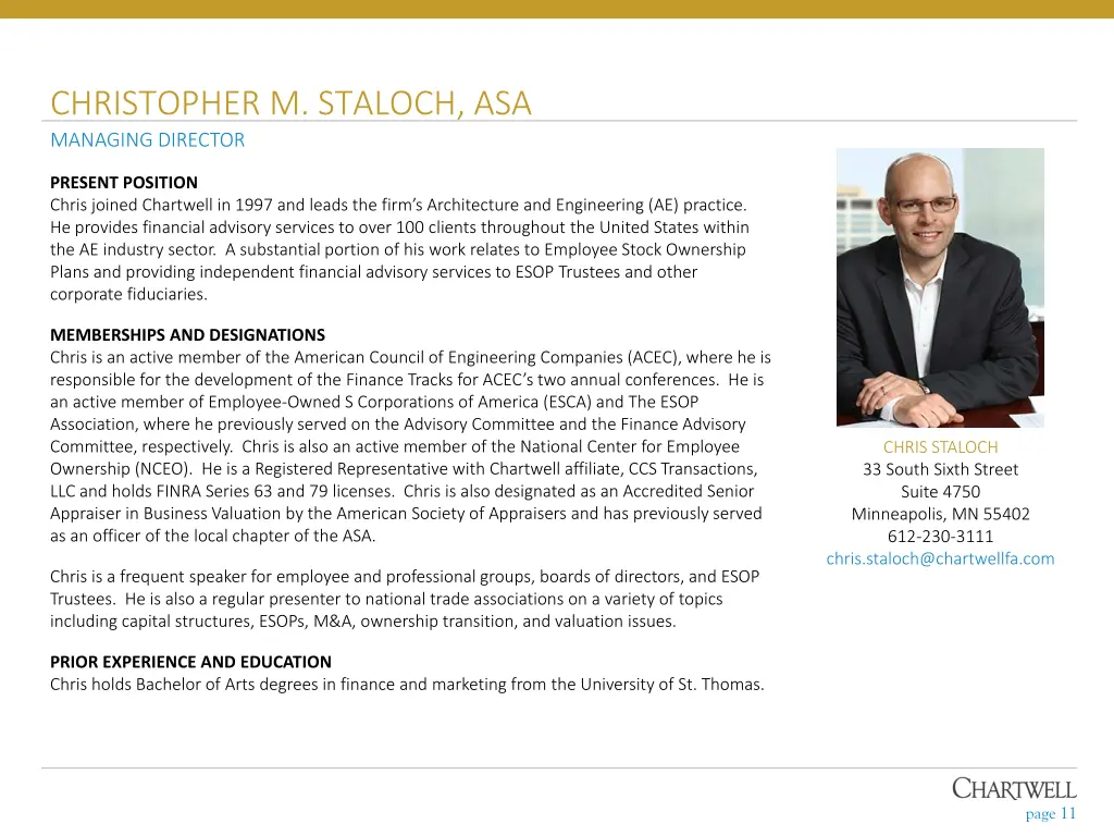christopher m staloch asa managing director