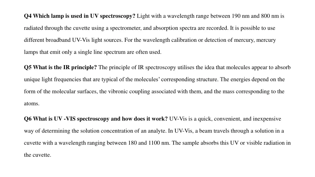 q4 which lamp is used in uv spectroscopy light