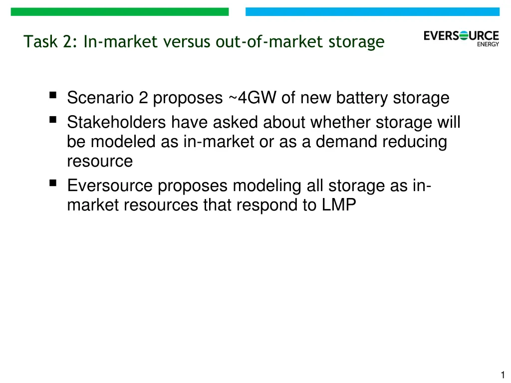 task 2 in market versus out of market storage