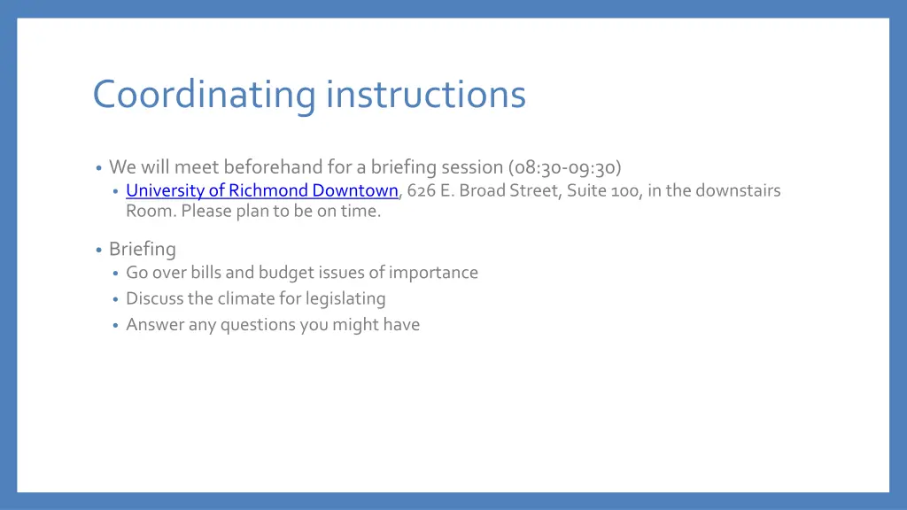 coordinating instructions