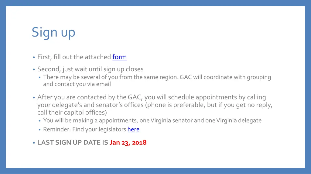 sign up