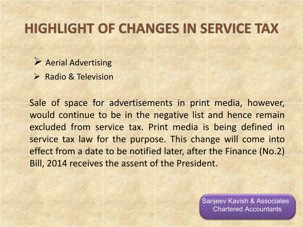highlight of changes in service tax 1
