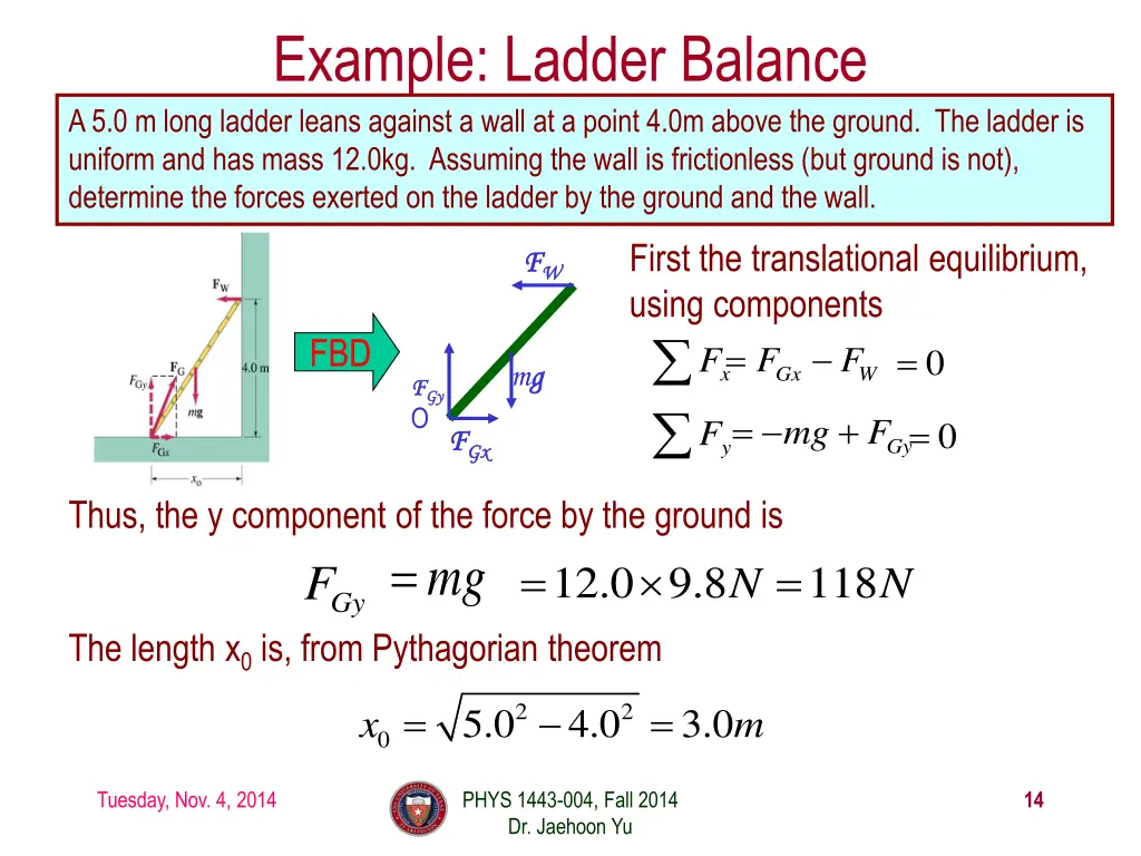 example ladder balance a 5 0 m long ladder leans