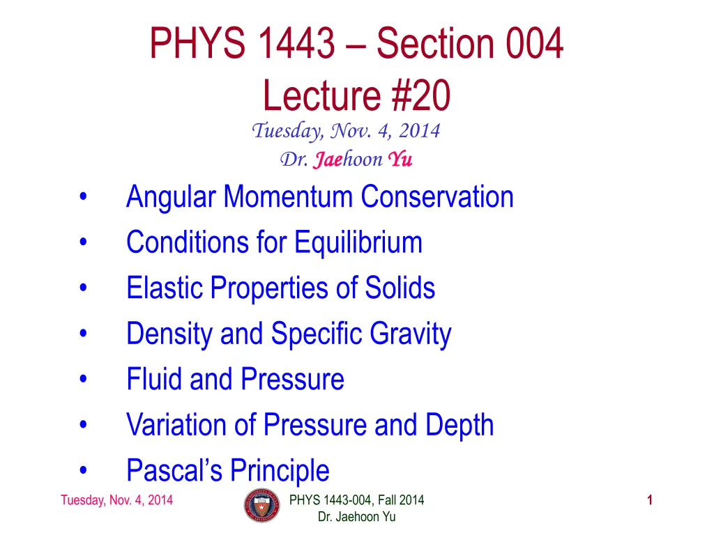 phys 1443 section 004 lecture 20 tuesday