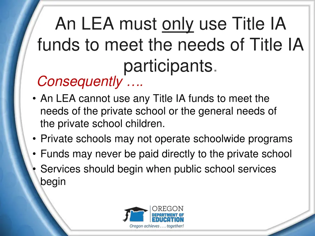an lea must only use title ia funds to meet