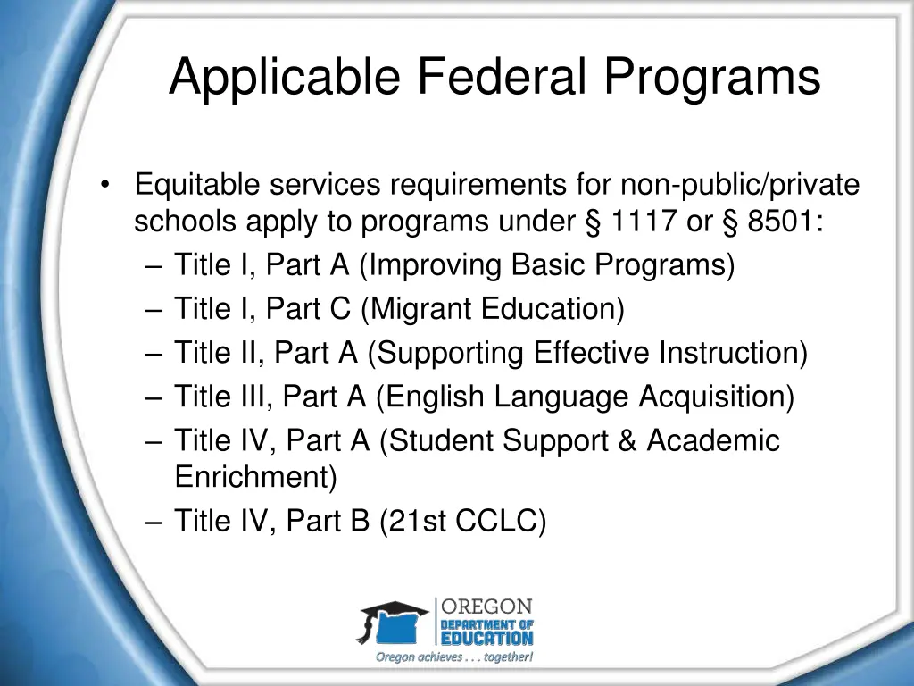 applicable federal programs