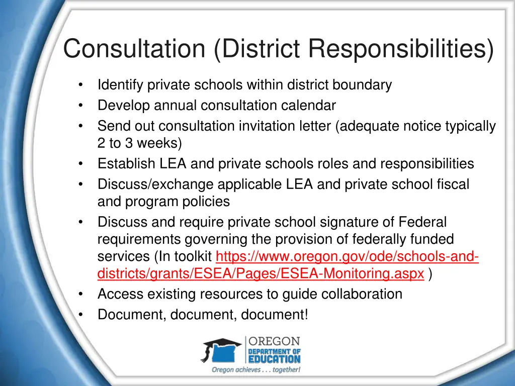 consultation district responsibilities