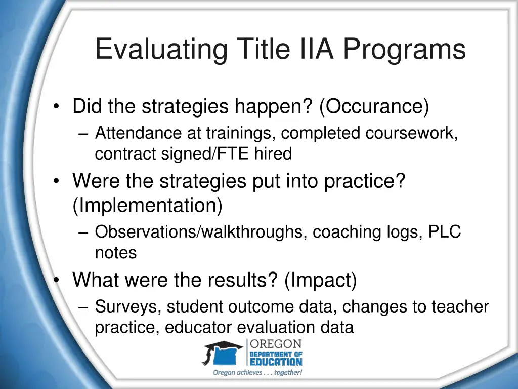 evaluating title iia programs
