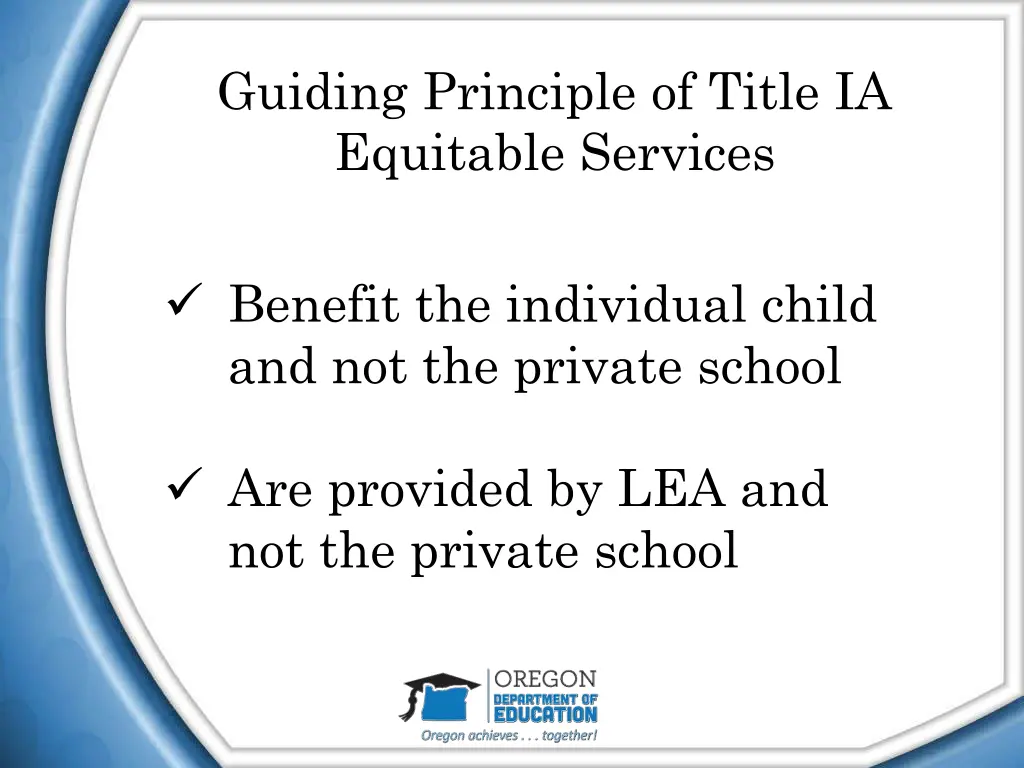 guiding principle of title ia equitable services