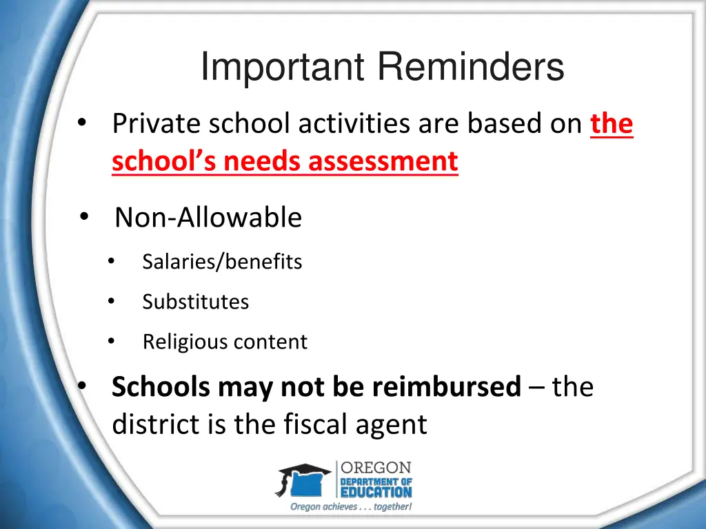 important reminders