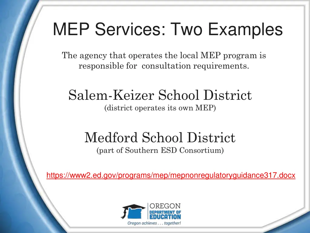 mep services two examples
