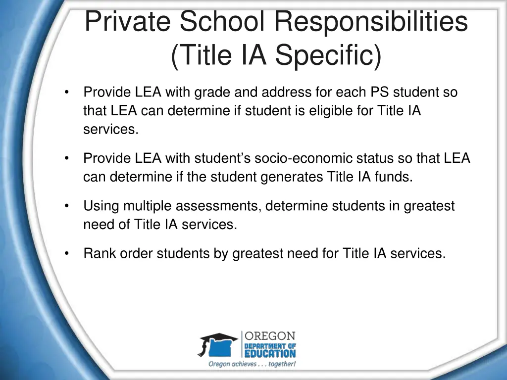 private school responsibilities title ia specific