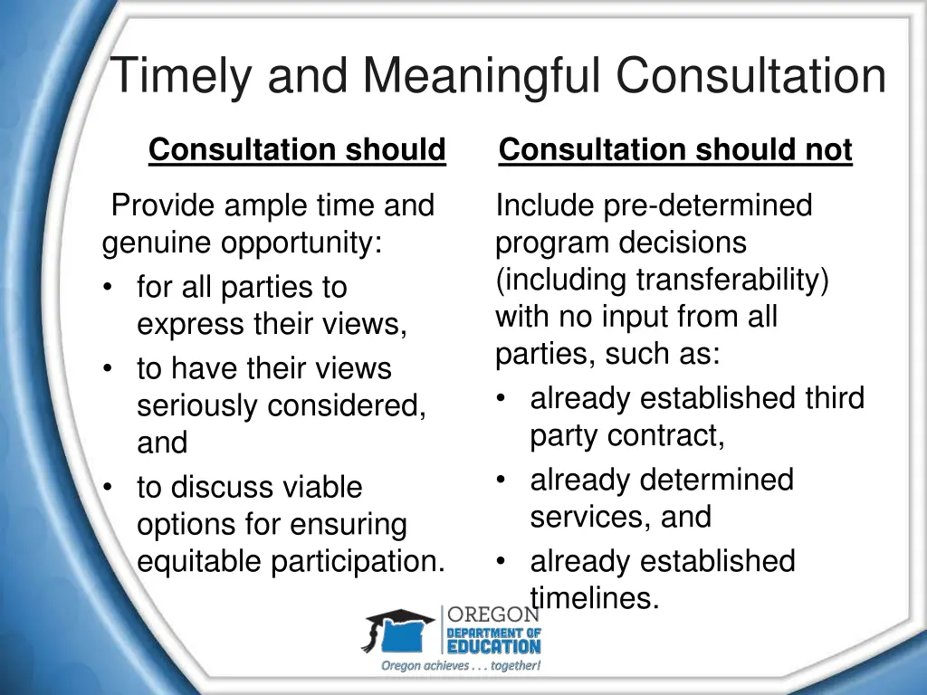 timely and meaningful consultation