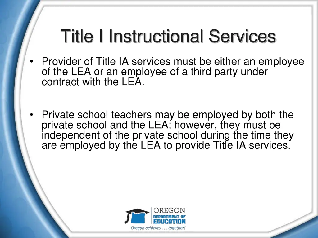 title i instructional services