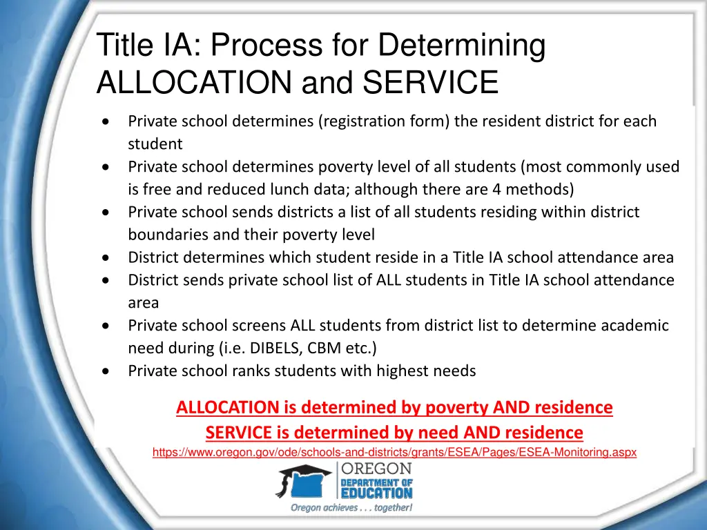 title ia process for determining allocation