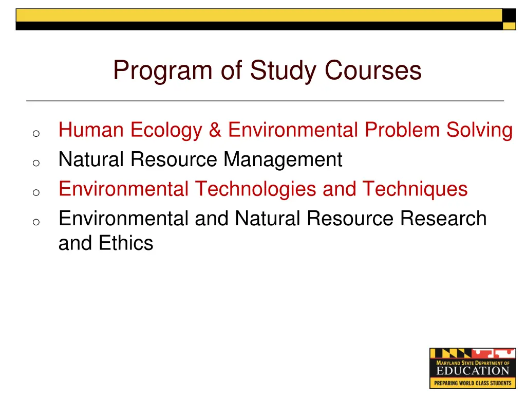 program of study courses
