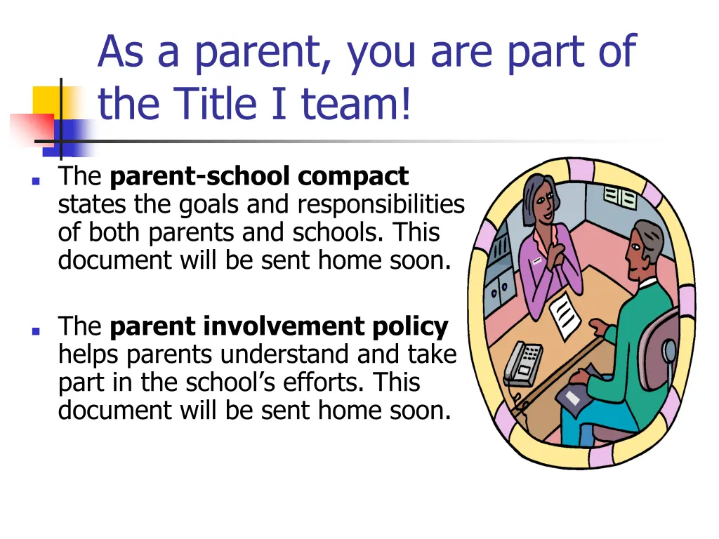 as a parent you are part of the title i team