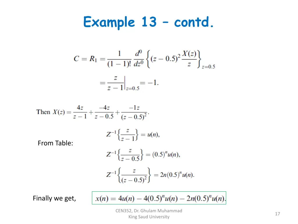 example 13 contd