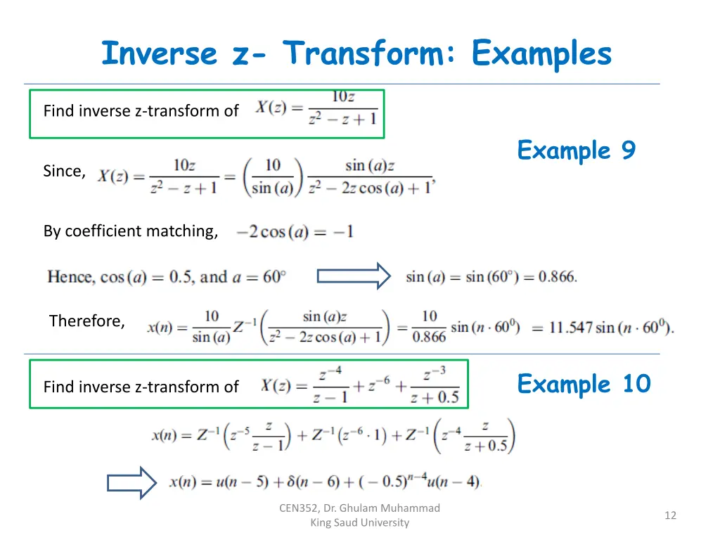inverse z transform examples 1