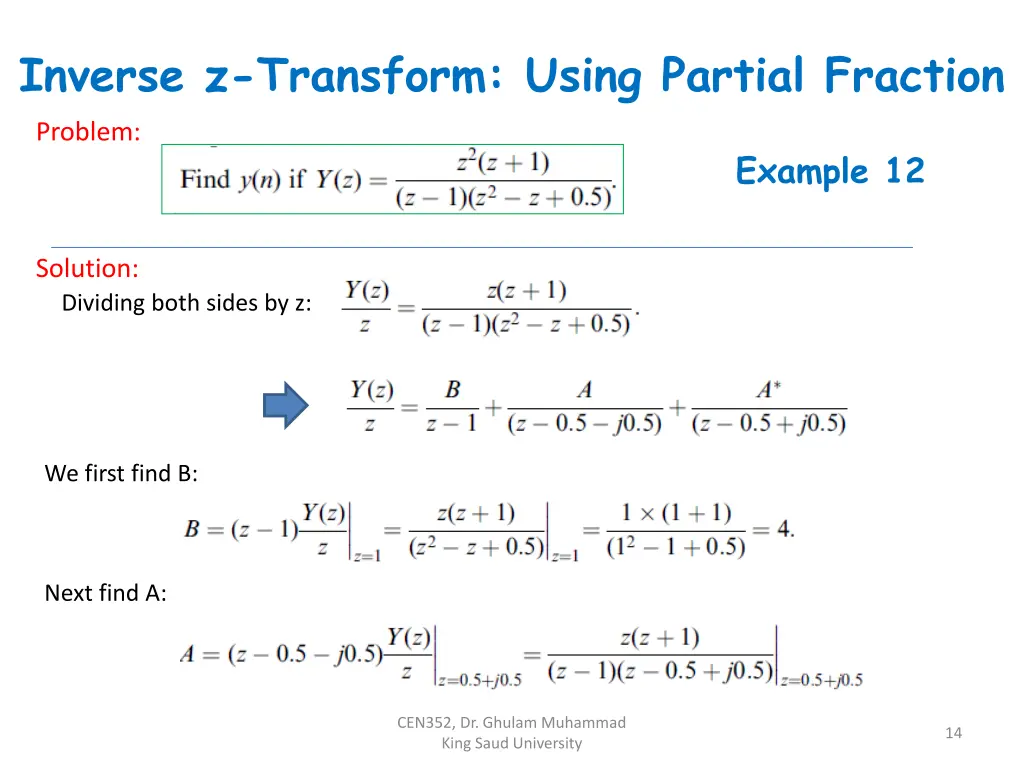 inverse z transform using partial fraction 1