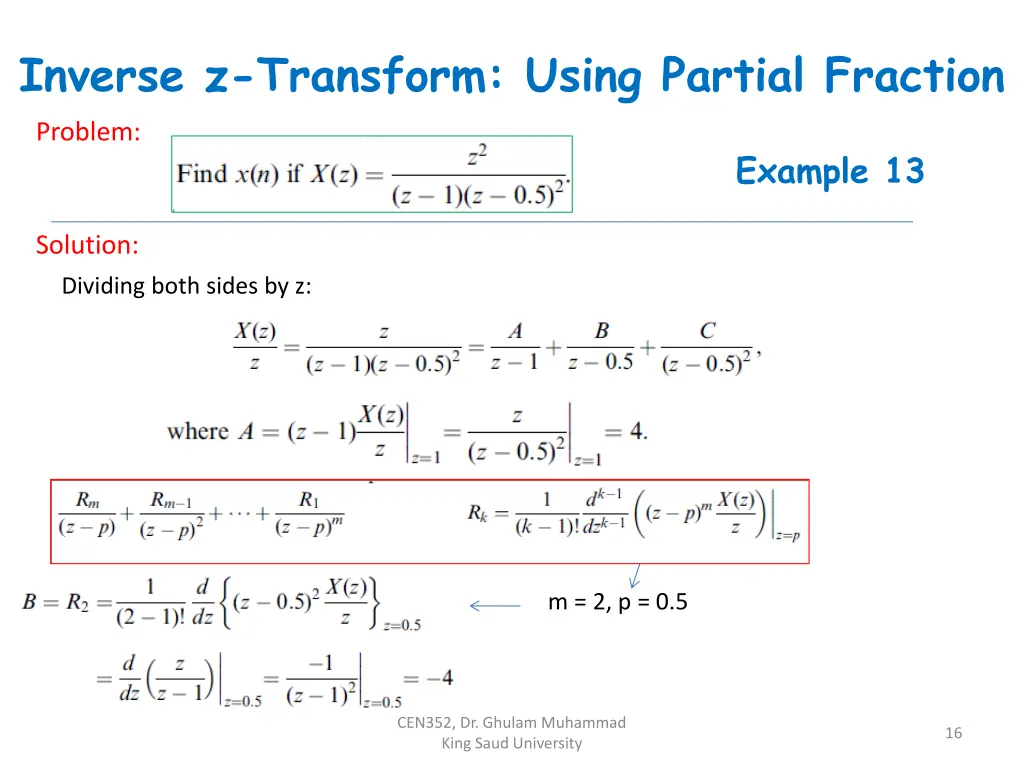 inverse z transform using partial fraction 2