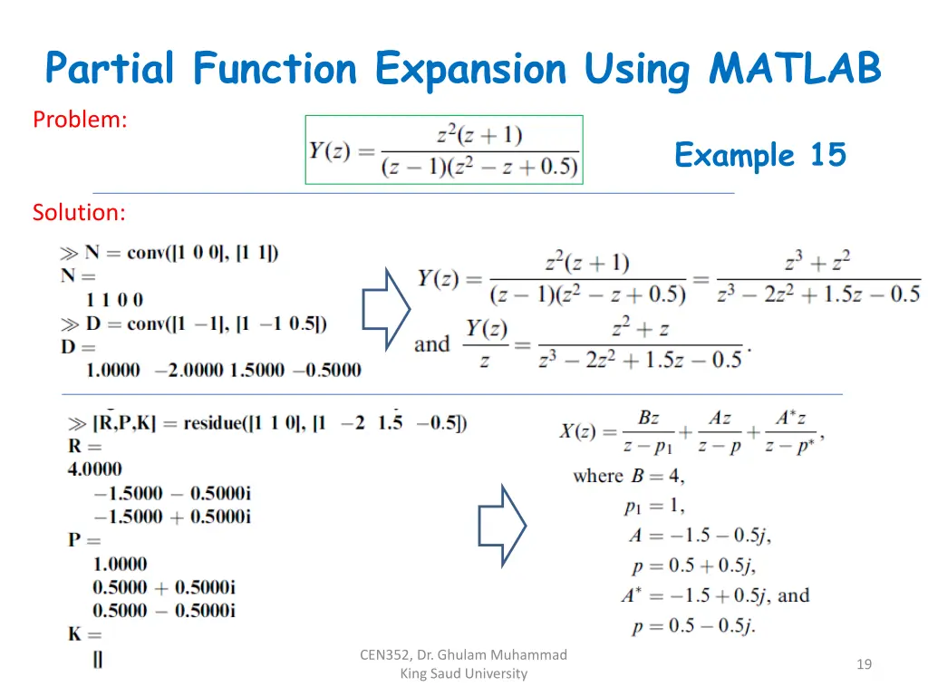 partial function expansion using matlab 1