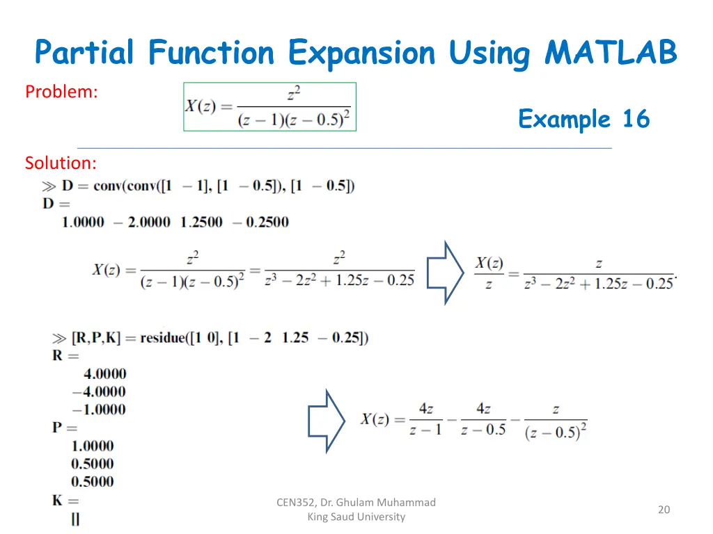 partial function expansion using matlab 2