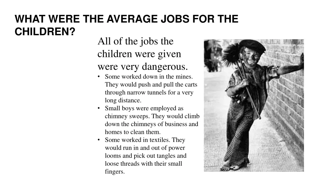 what were the average jobs for the children