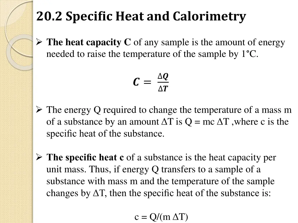 20 2 specific heat and calorimetry