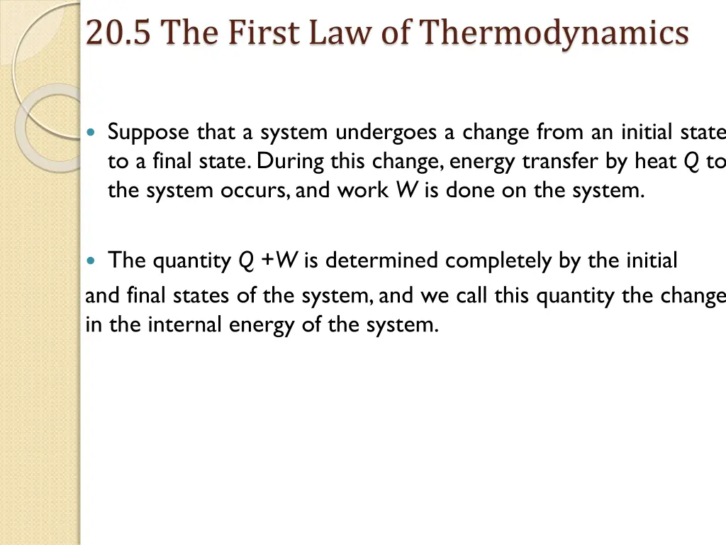 20 5 the first law of thermodynamics