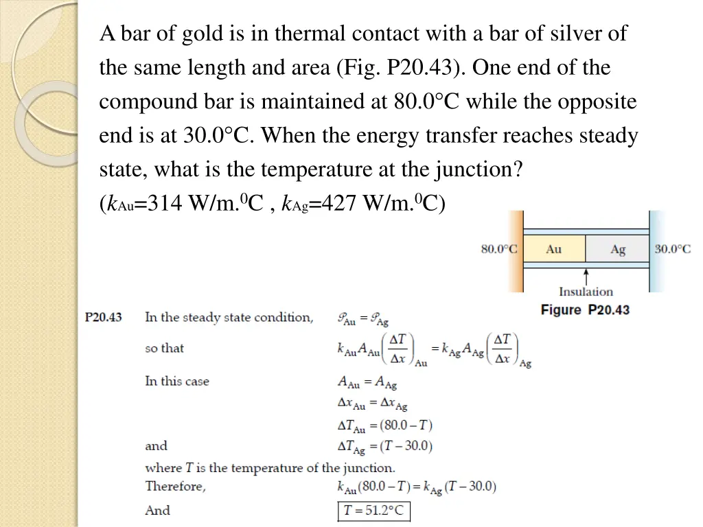 a bar of gold is in thermal contact with
