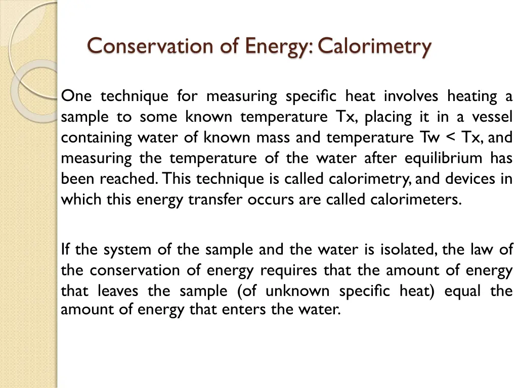 conservation of energy calorimetry