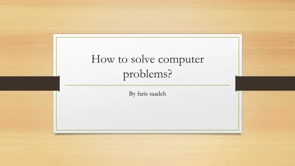 how to solve computer problems