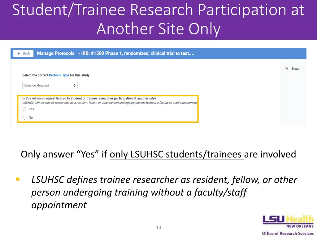 student trainee research participation at another