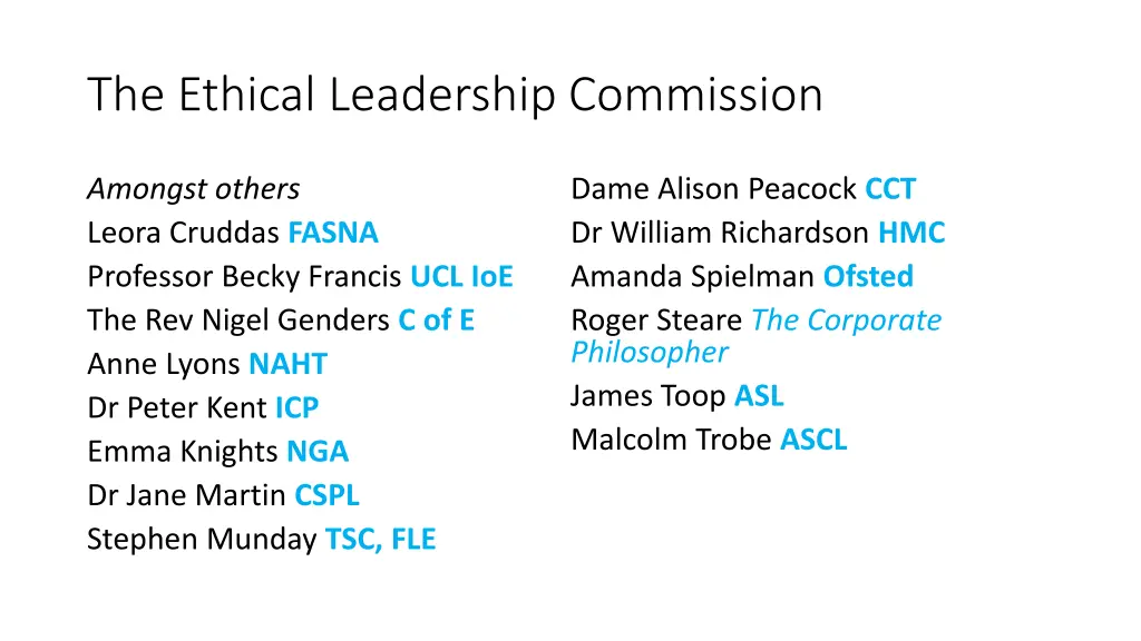the ethical leadership commission