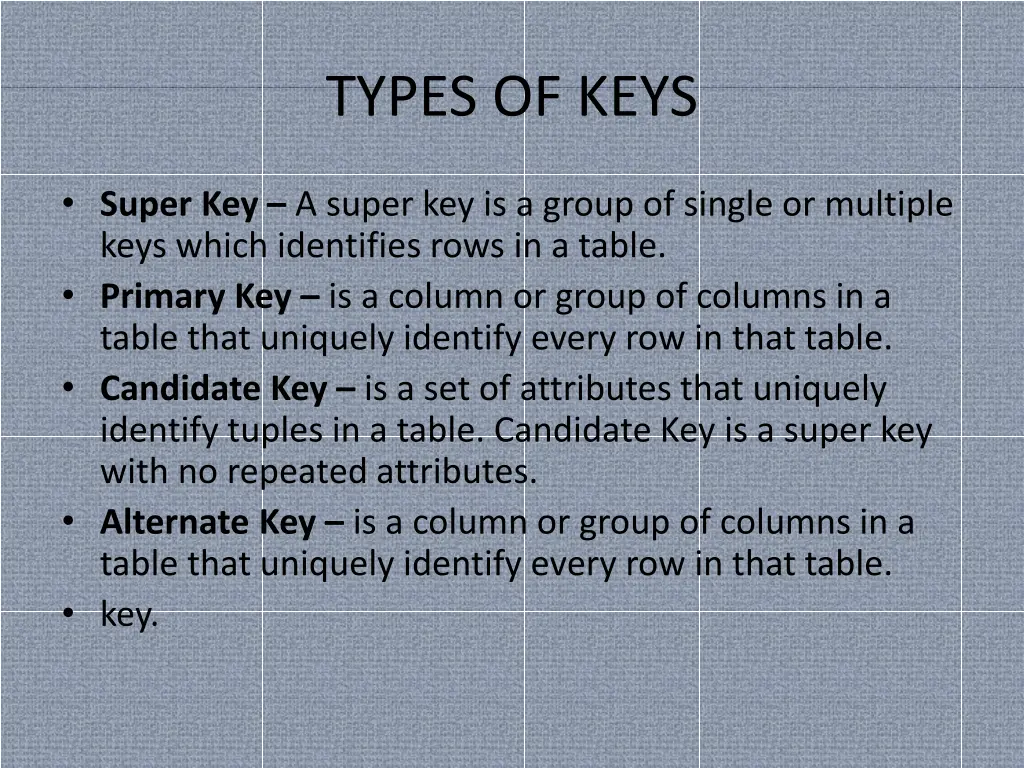 types of keys 1