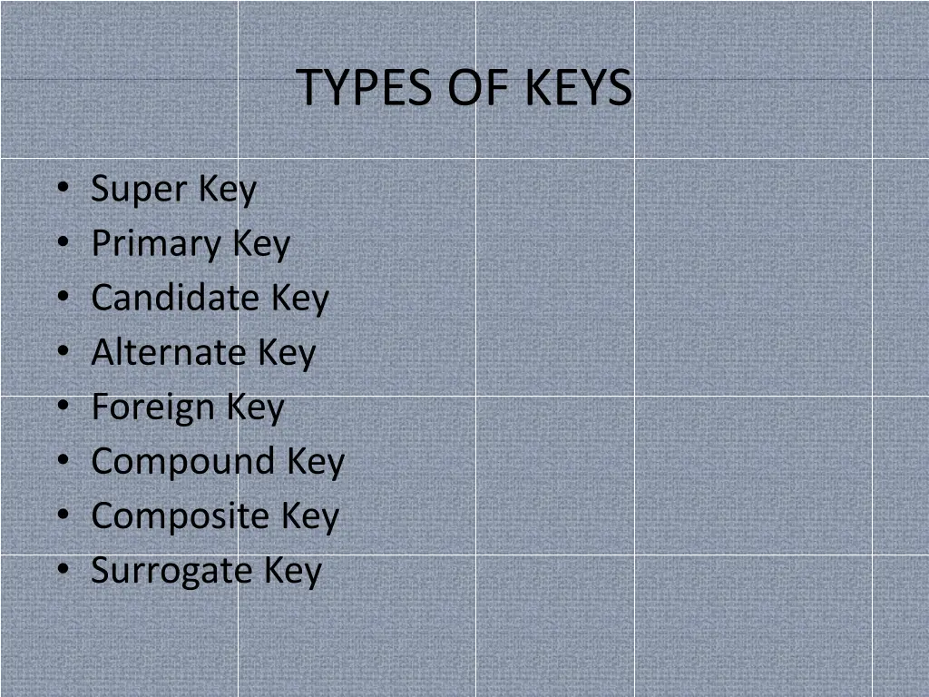 types of keys
