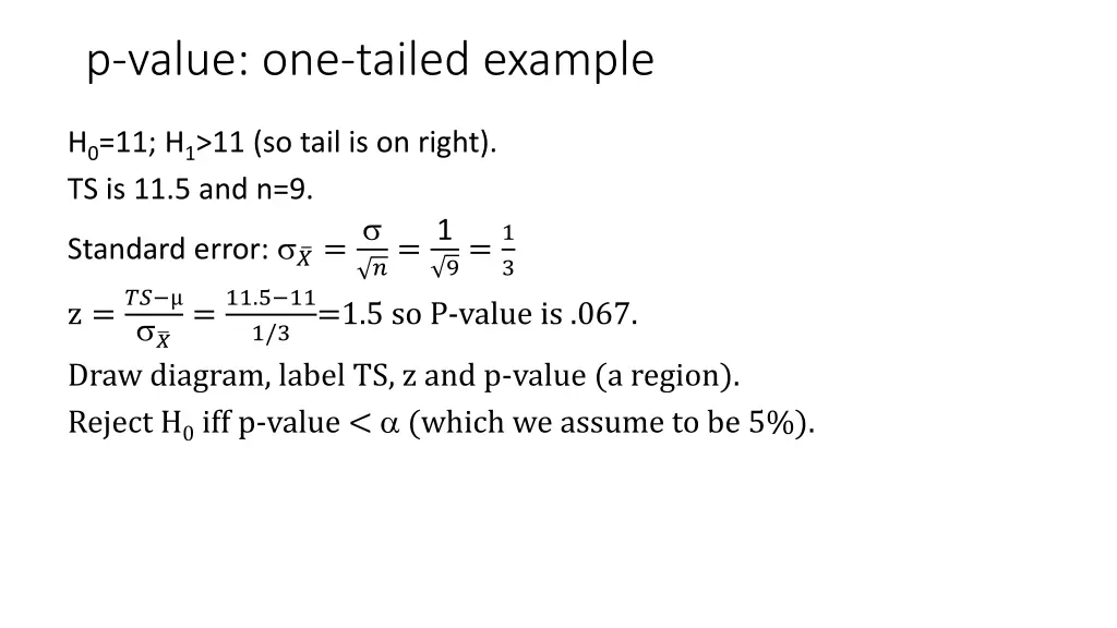 p value one tailed example