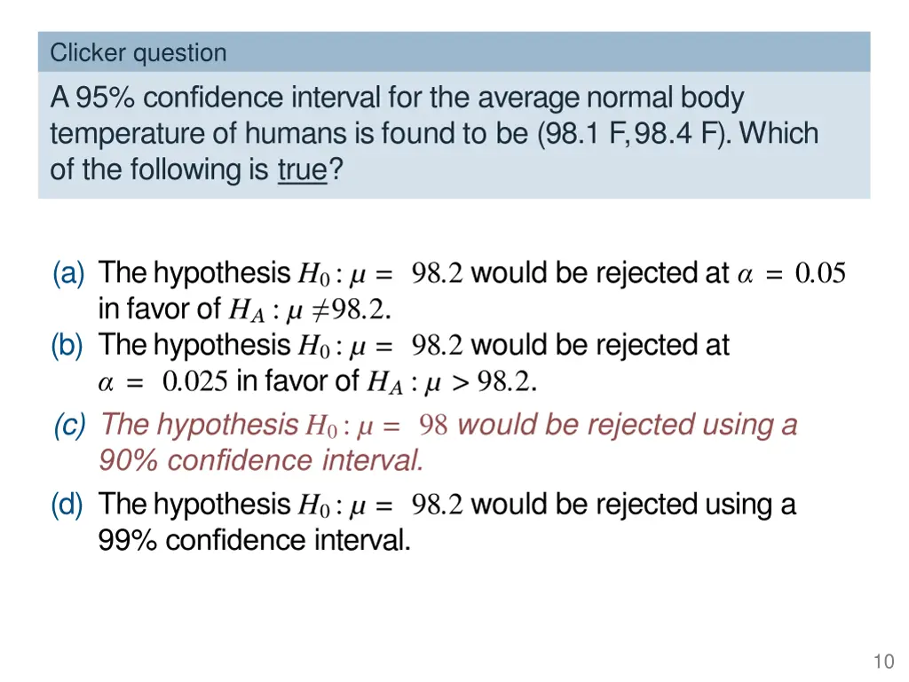 clicker question a 95 confidence interval 1