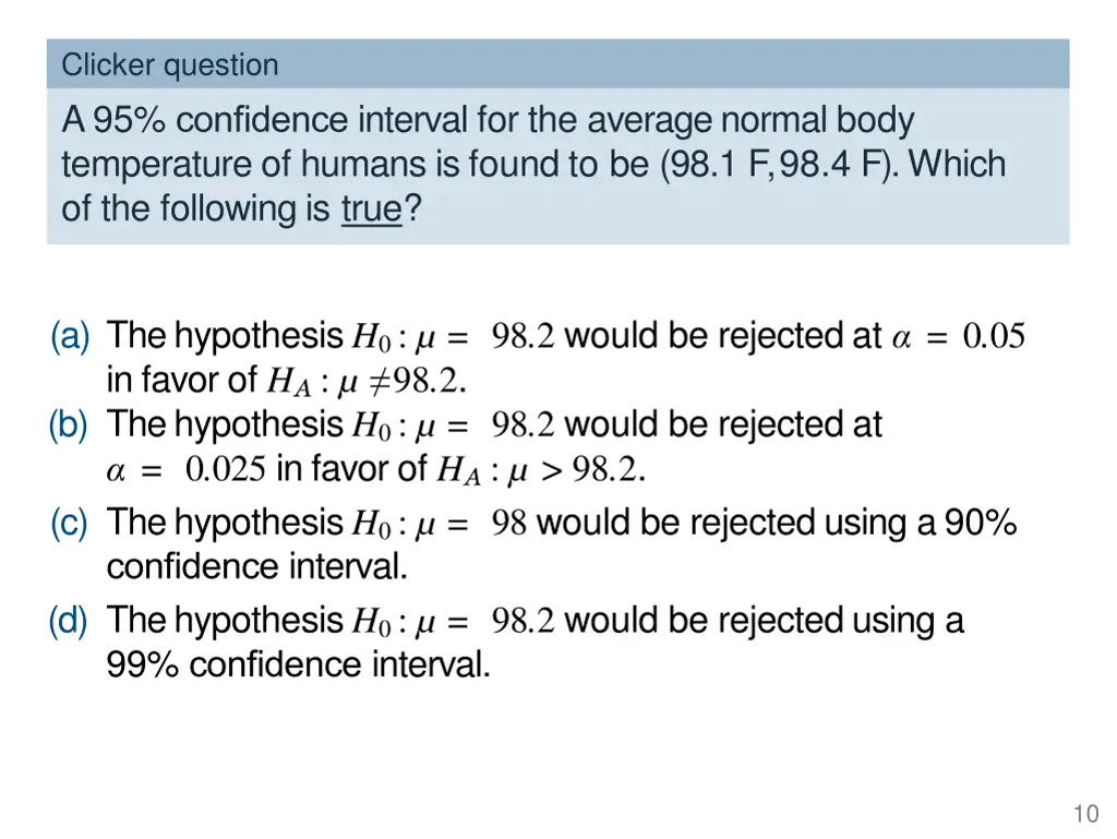 clicker question a 95 confidence interval