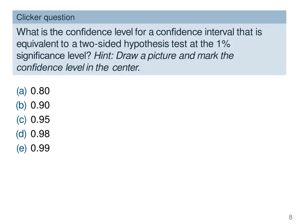 clicker question what is the confidence level