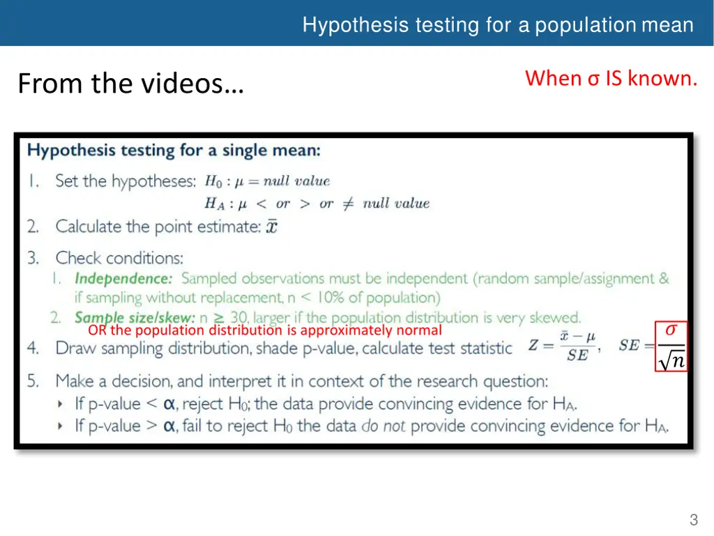 hypothesis testing for a population mean 3