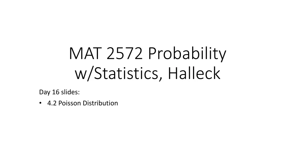 mat 2572 probability w statistics halleck