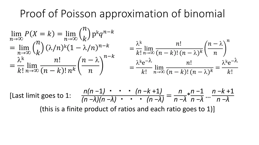 proof of poisson approximation of binomial