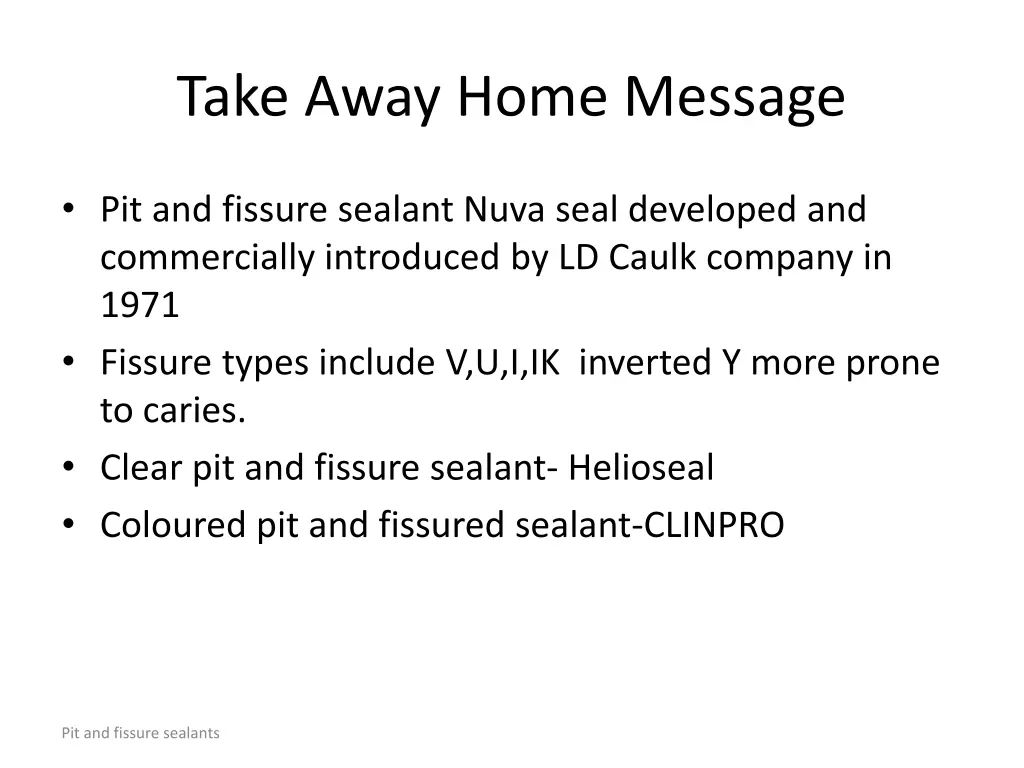take away home message