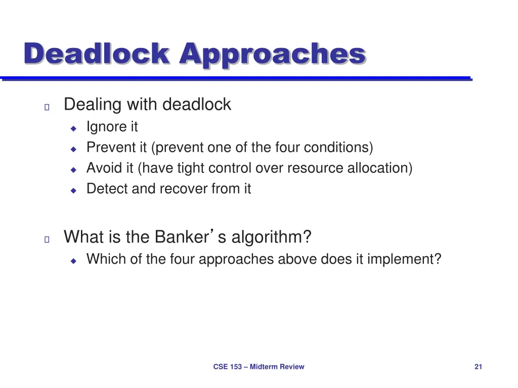 deadlock approaches