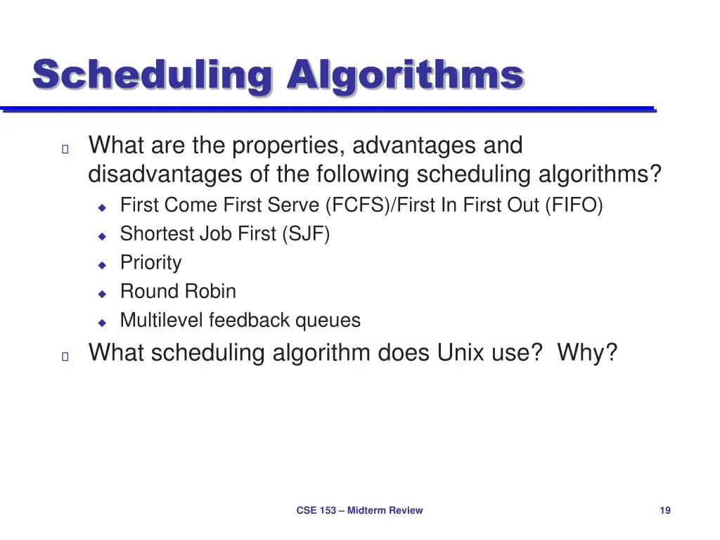 scheduling algorithms