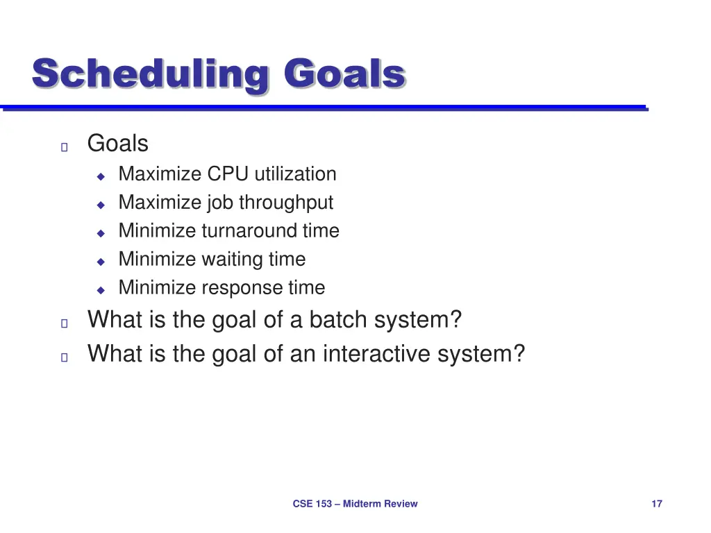 scheduling goals